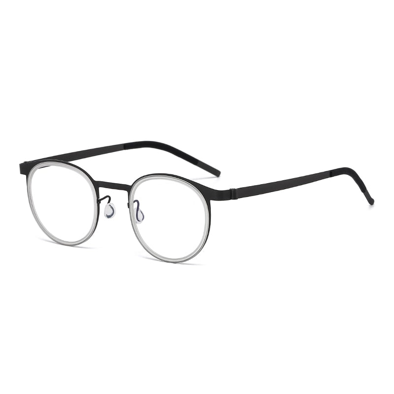 Reven Jate Unisex Full Rim Round Titanium Acetate Eyeglasses 9704 Full Rim Reven Jate transparent  