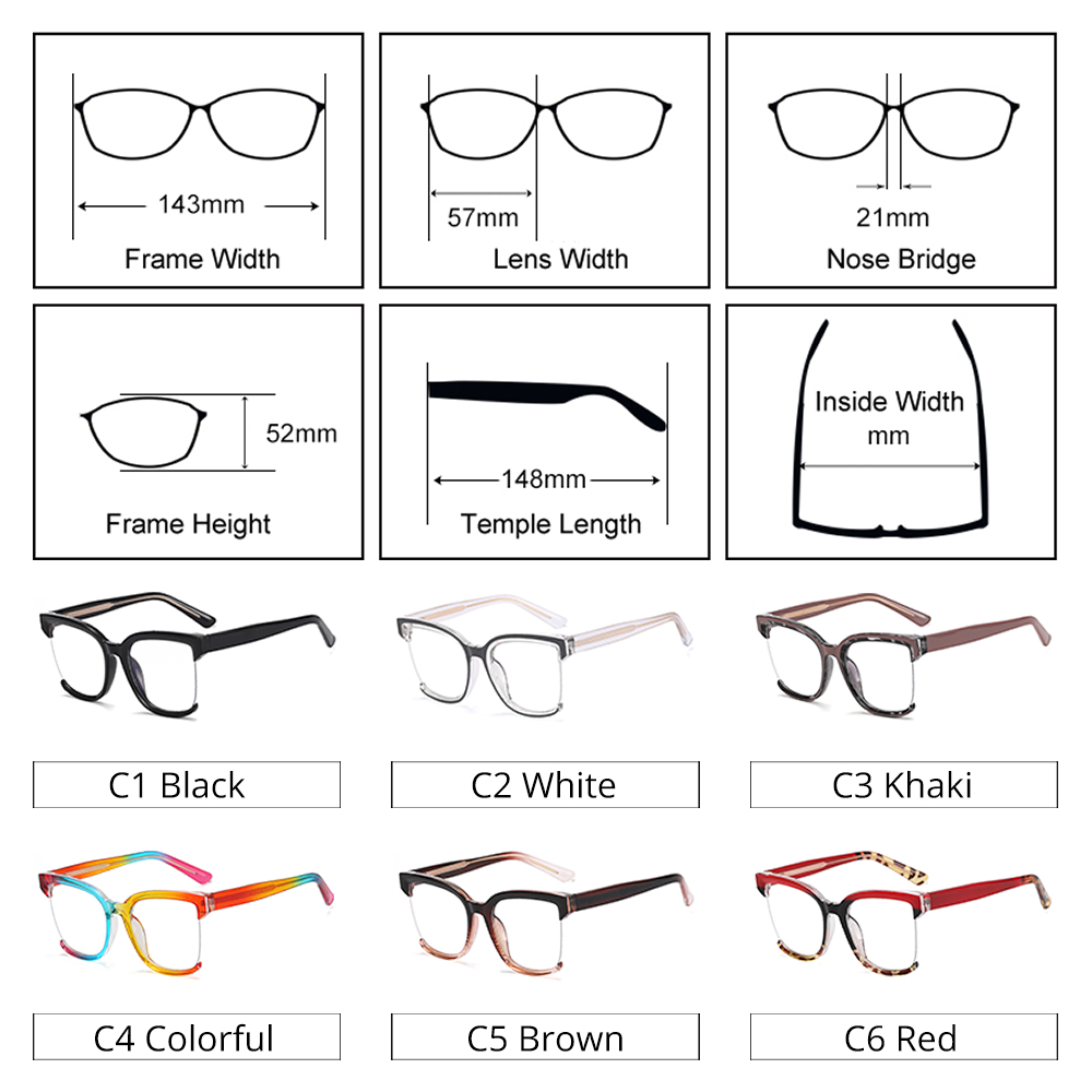 Ralferty Women's  Semi Rim Square Oversized Tr 90 Acetate Eyeglasses Semi Rim Ralferty