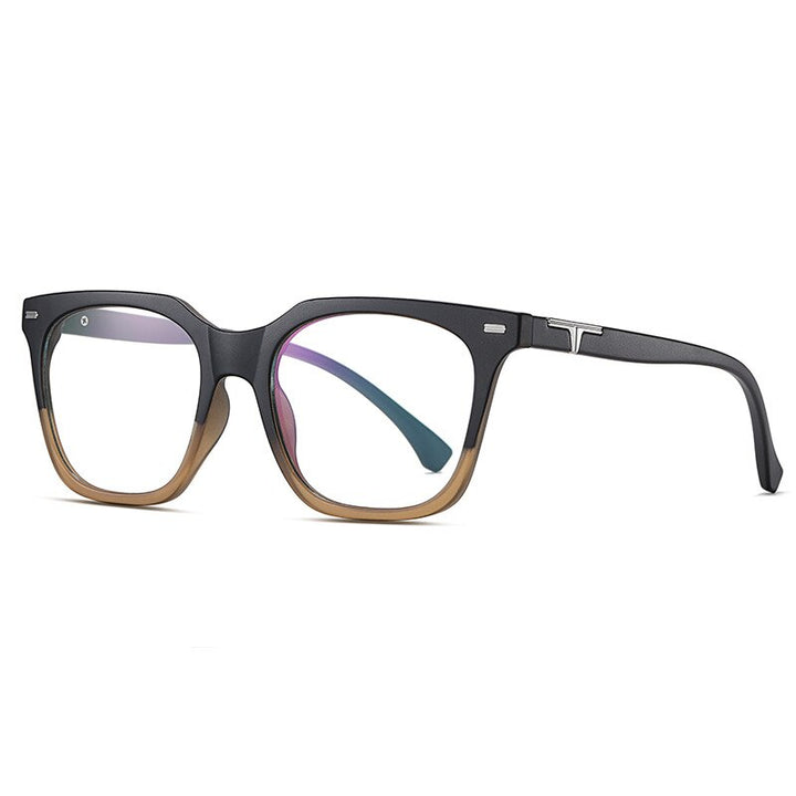 CCspace Unisex Full RIm Square Tr 90 Titanium Eyeglasses 55171 Full Rim CCspace China BlackBrown
