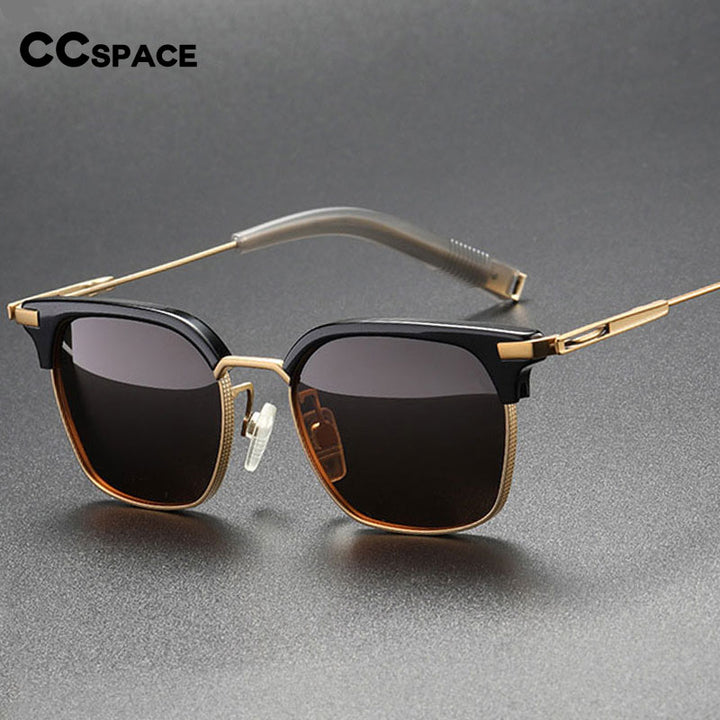 CCspace Men's Full Rim Square Titanium Acetate Polarized Sunglasses 56249 Sunglasses CCspace Sunglasses
