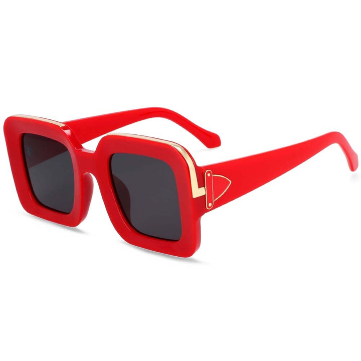 CCspace Unisex Full Rim Rectangle Resin Frame Sunglasses 54333 Sunglasses CCspace Sunglasses Red China white