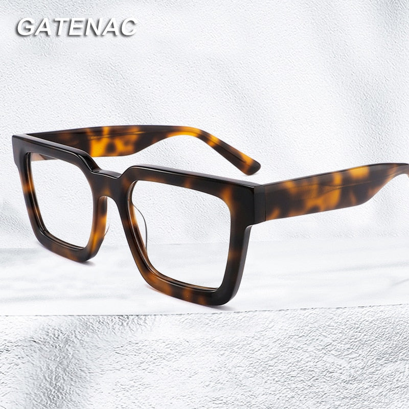 Gatenac Unisex Full Rim Square Acetate Frame Eyeglasses Gxyj793 Full Rim Gatenac