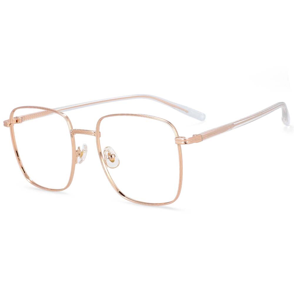 CCspace Unisex Full Rim Oversized Square Alloy Frame Eyeglasses 54312 Full Rim CCspace China C4rose-gold
