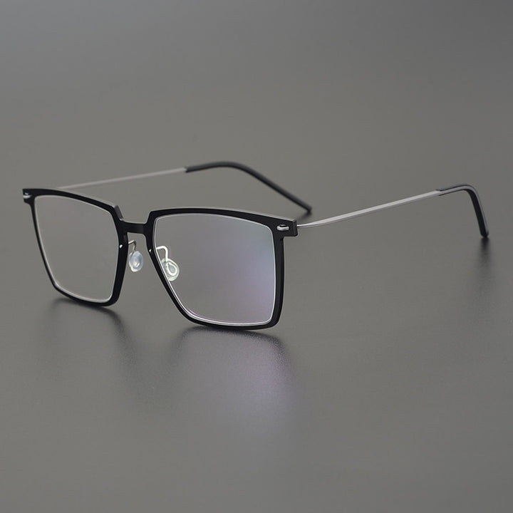 Gatenac Unisex Full Rim Square Acetate Titanium Eyeglasses Gxyj949 Full Rim Gatenac