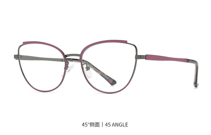 CCspace Women's Semi Rim Square Cat Eye Alloy Eyeglasses 55606 Semi Rim CCspace China Red