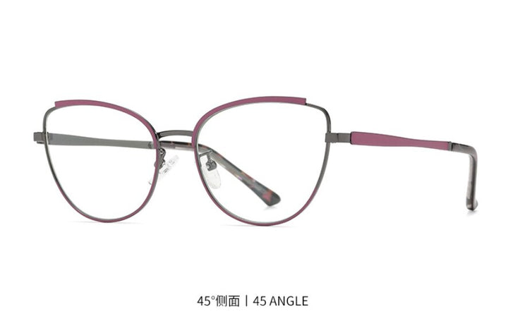 CCspace Women's Semi Rim Square Cat Eye Alloy Eyeglasses 55606 Semi Rim CCspace China Red