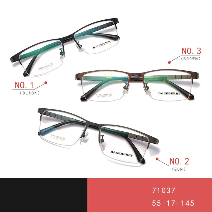 Zirosat Unisex Semi Rim Square Titanium Eyeglasses 71137 Semi Rim Zirosat