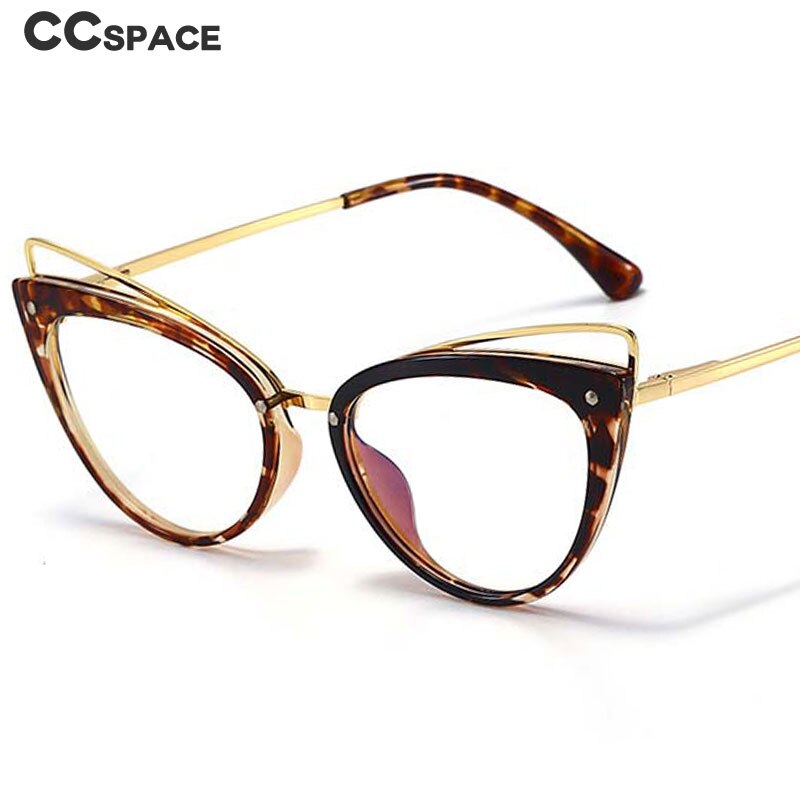 CCspace Women's Full Rim Cat Eye Acetate Alloy Eyeglasses 55060 Full Rim CCspace