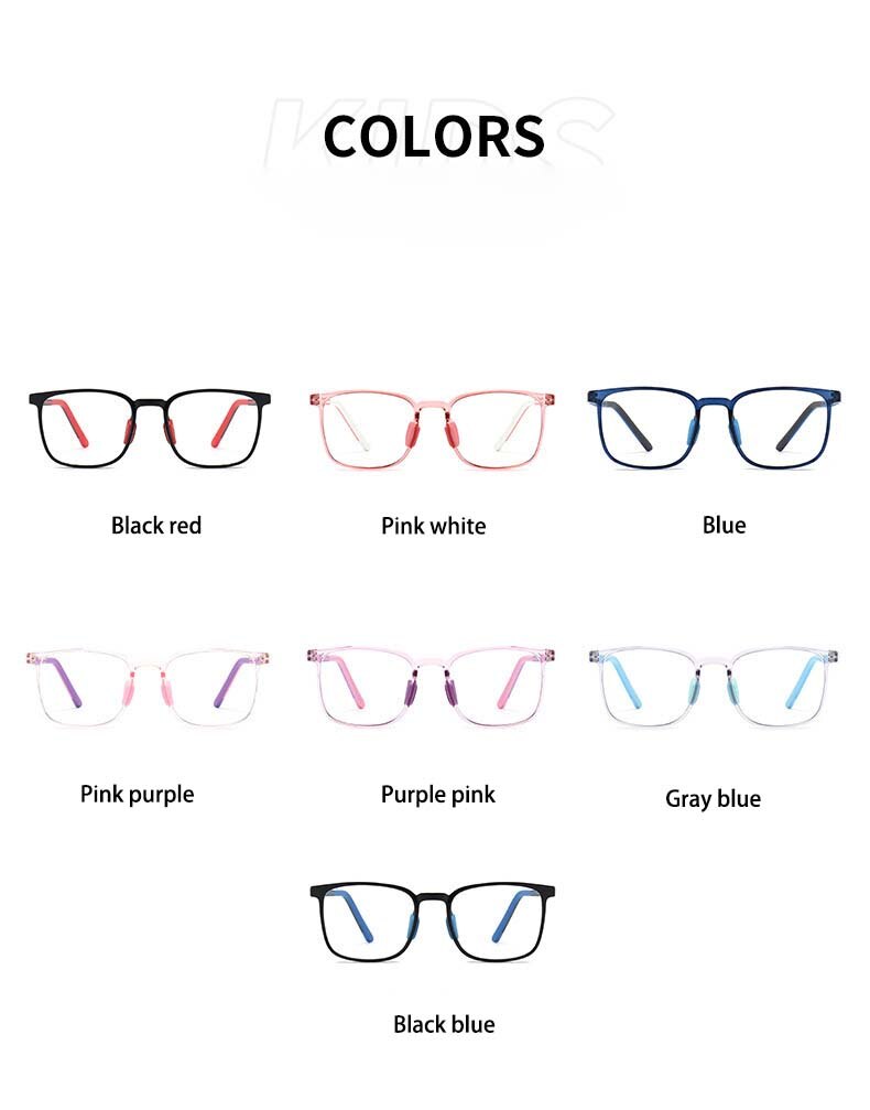 CCspace Unisex Youth Full Rim Square Silicone Eyeglasses 54671 Full Rim CCspace