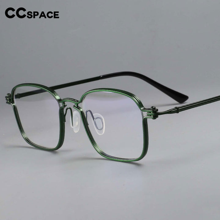 CCspace Unisex Full Rim Square Handcrafted Titanium Eyeglasses 54708 Full Rim CCspace