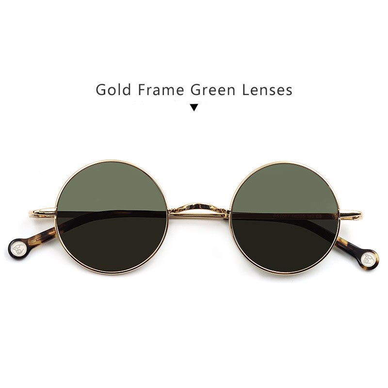 Hdcrafter Unisex Full Rim Round Alloy Polarized Sunglasses Ps7087s Sunglasses HdCrafter Sunglasses Gold-Green  