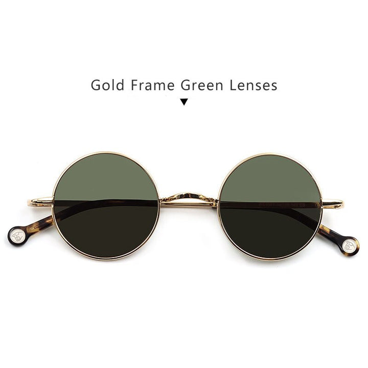 Hdcrafter Unisex Full Rim Round Alloy Polarized Sunglasses Ps7087s Sunglasses HdCrafter Sunglasses Gold-Green