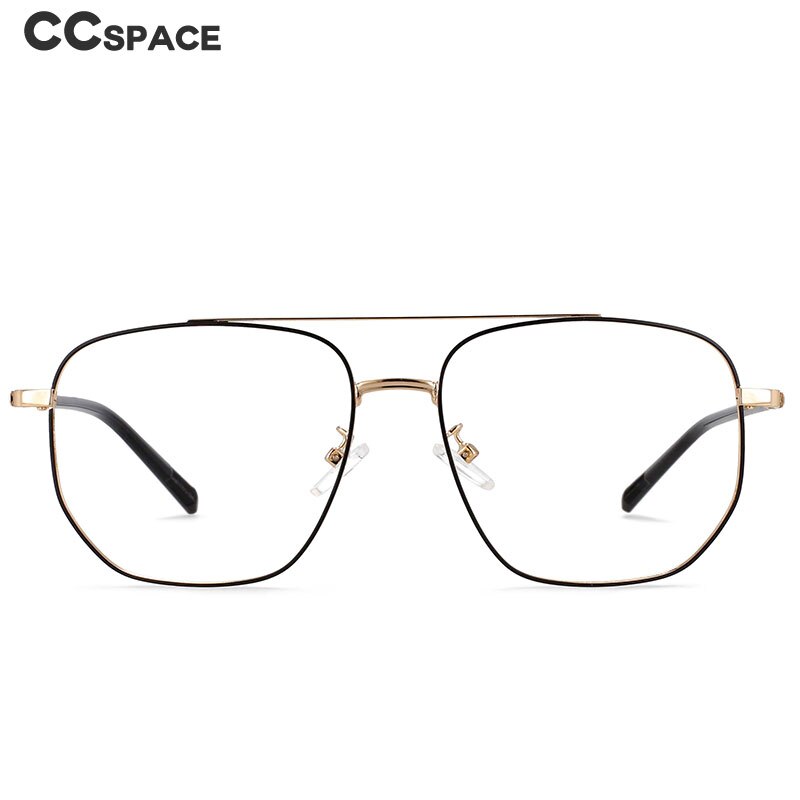 CCspace Unisex Full Rim Oversized Double Bridge Square Alloy Frame Eyeglasses 54596 Full Rim CCspace