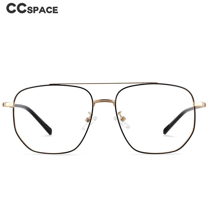CCspace Unisex Full Rim Oversized Double Bridge Square Alloy Frame Eyeglasses 54596 Full Rim CCspace