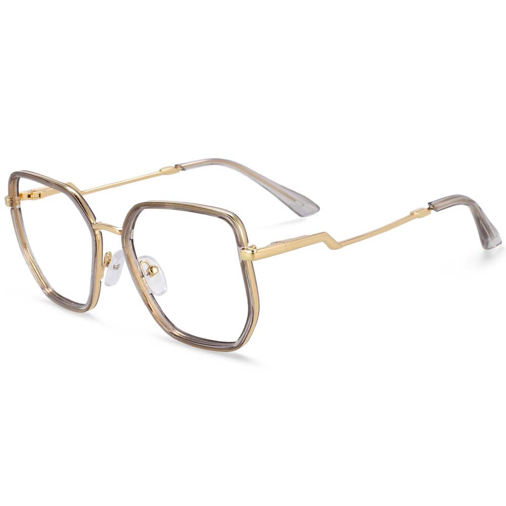 CCspace Women's Full Rim Square Tr 90 Titanium Frame Eyeglasses 54197 Full Rim CCspace Gray