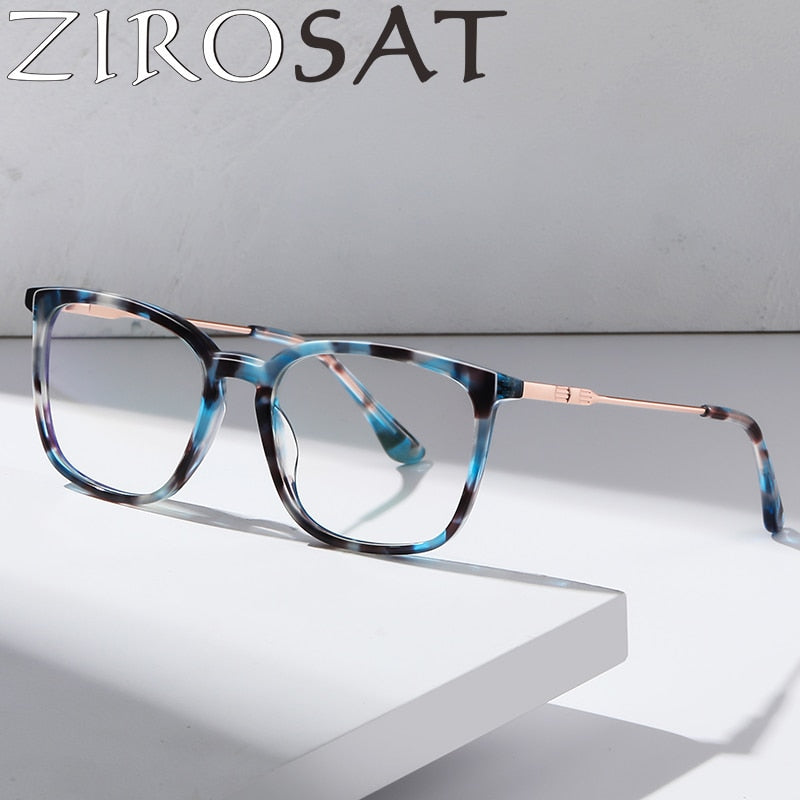 Zirosat Unisex Full Rim Square Acetate Eyeglasses Bj9203 Full Rim Zirosat