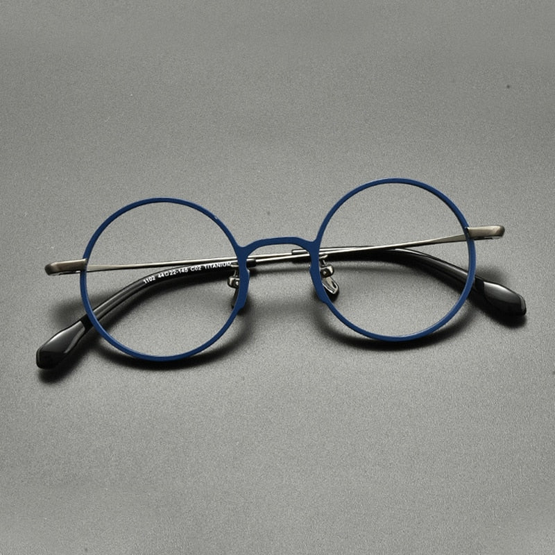 Gatenac Unisex Full Rim Round Titanium Eyeglasses Gxyj847 Full Rim Gatenac Blue