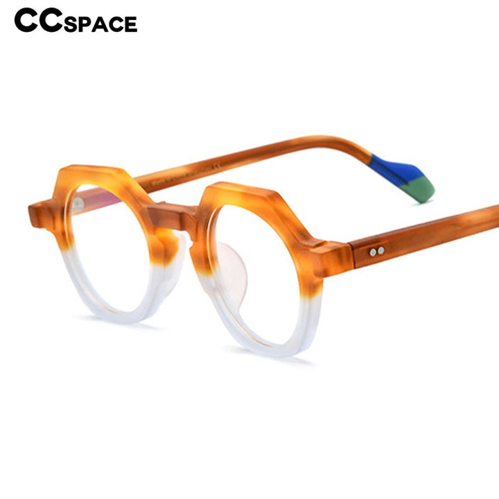 CCspace Unisex Full Rim Irregular Round Acetate Eyeglasses 55099 Full Rim CCspace
