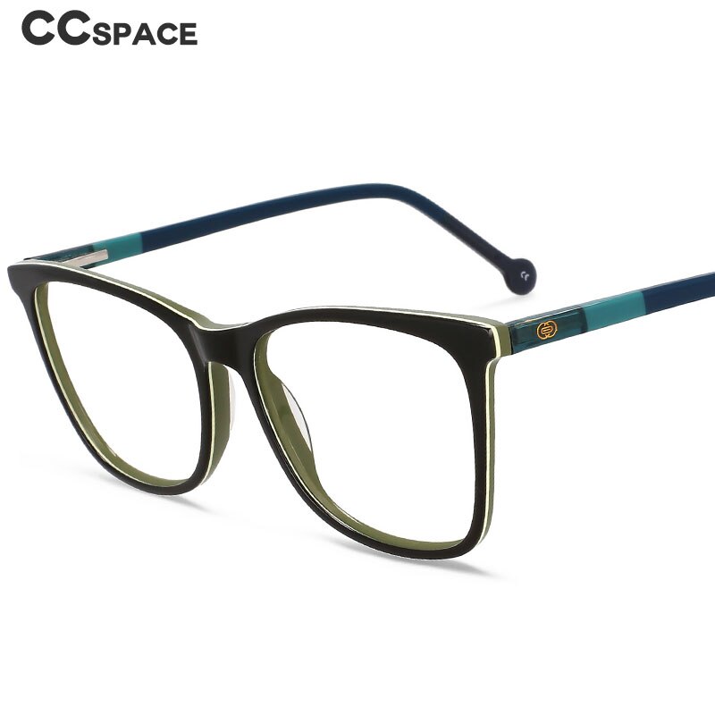 CCspace Unisex Full Rim Square Acetate Eyeglasses 55565 Full Rim CCspace