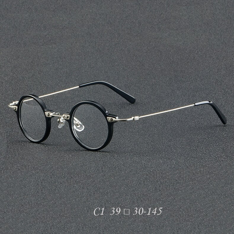 CCspace Women's Full Rim Round Acetate Eyeglasses 55275 Full Rim CCspace Black China