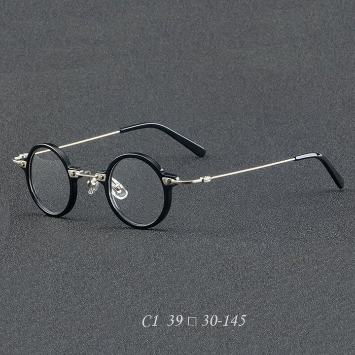 CCspace Women's Full Rim Round Acetate Eyeglasses 55275 Full Rim CCspace Black China