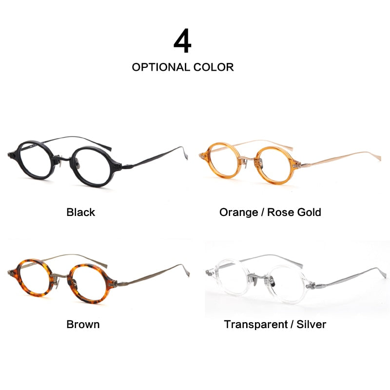 Muzz Unisex Full Rim Small Round Acetate Titanium Eyeglasses 180 Full Rim Muzz
