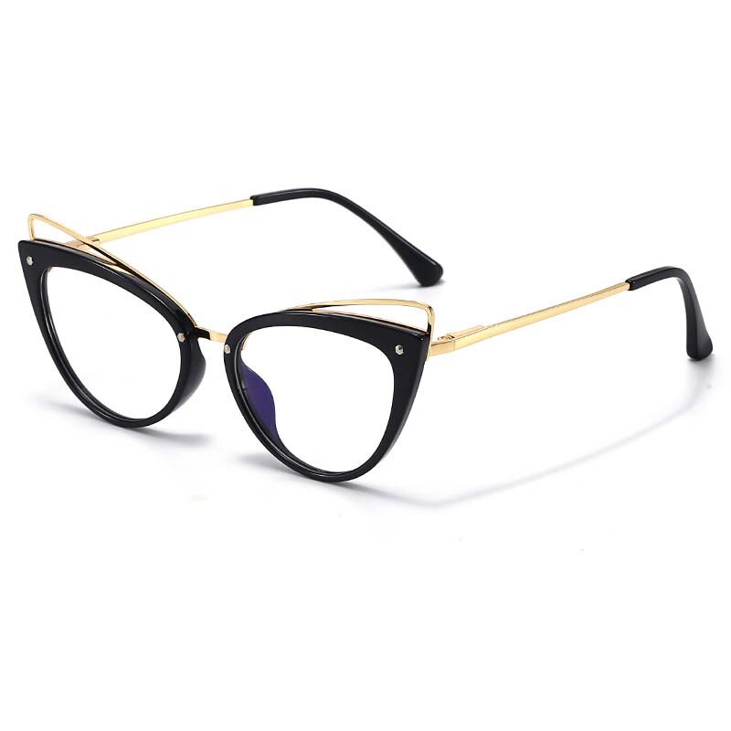 CCspace Women's Full Rim Cat Eye Acetate Alloy Eyeglasses 55060 Full Rim CCspace Black China