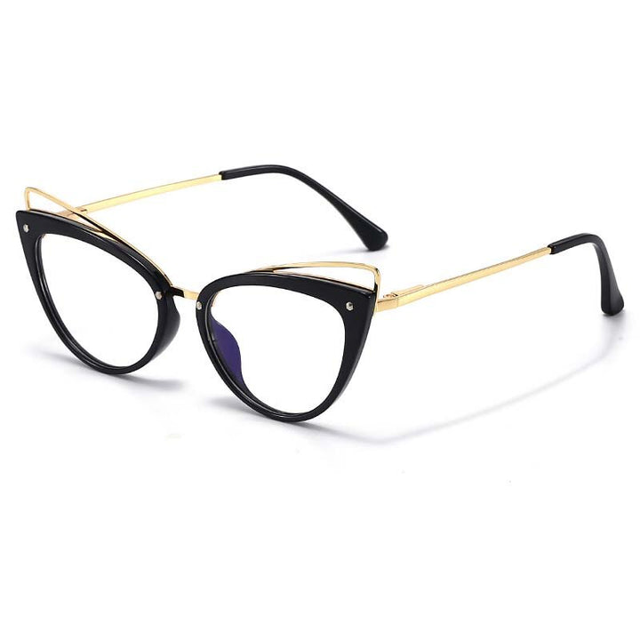 CCspace Women's Full Rim Cat Eye Acetate Alloy Eyeglasses 55060 Full Rim CCspace Black China