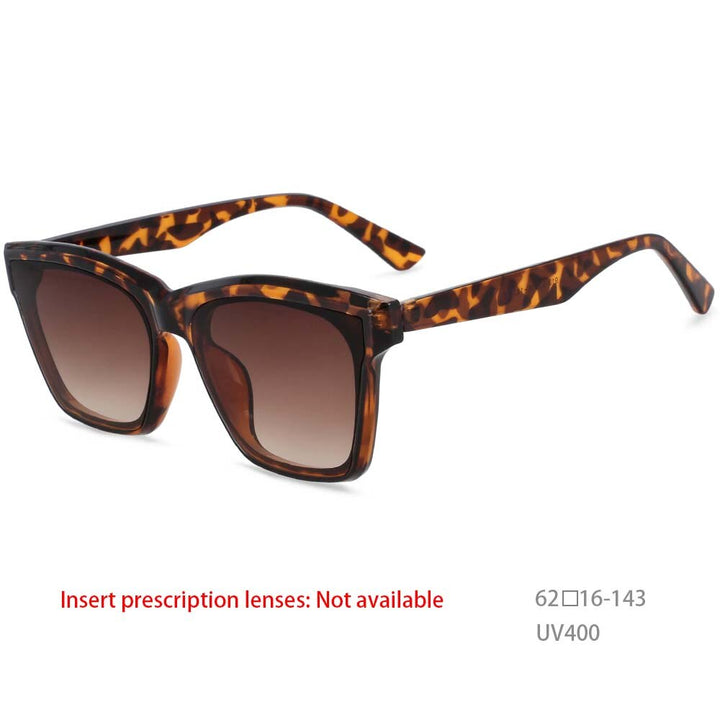 CCspace Women's Full Rim Square Acetate Frame Sunglasses 53257 Sunglasses CCspace Sunglasses Leopard 53257