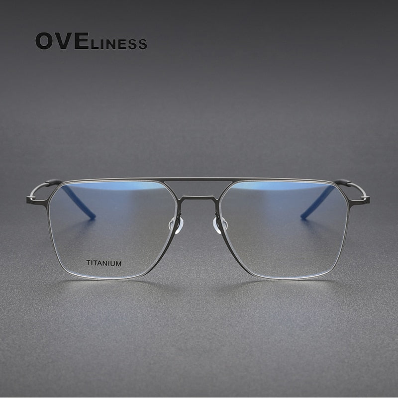 Oveliness Unisex Full Rim Square Double Bridge Titanium Eyeglasses 5517 Full Rim Oveliness