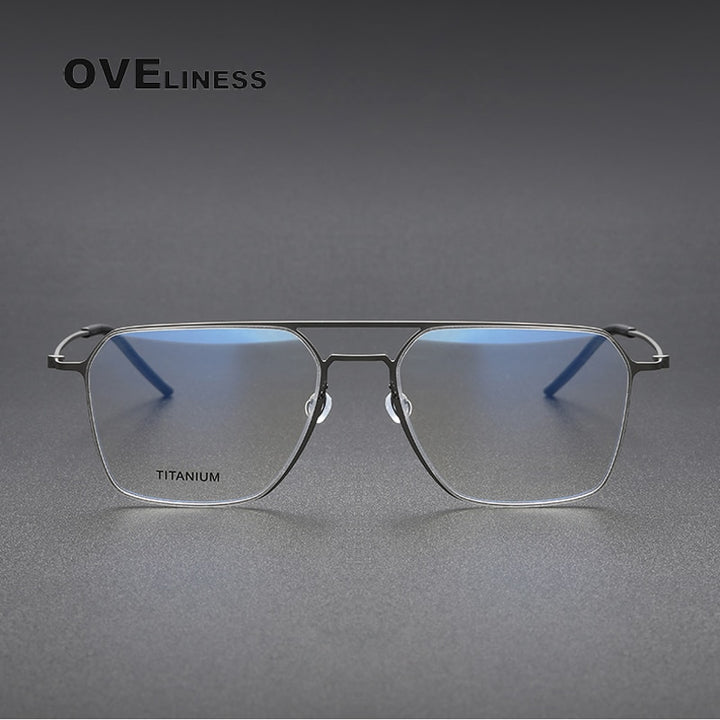 Oveliness Unisex Full Rim Square Double Bridge Titanium Eyeglasses 5517 Full Rim Oveliness