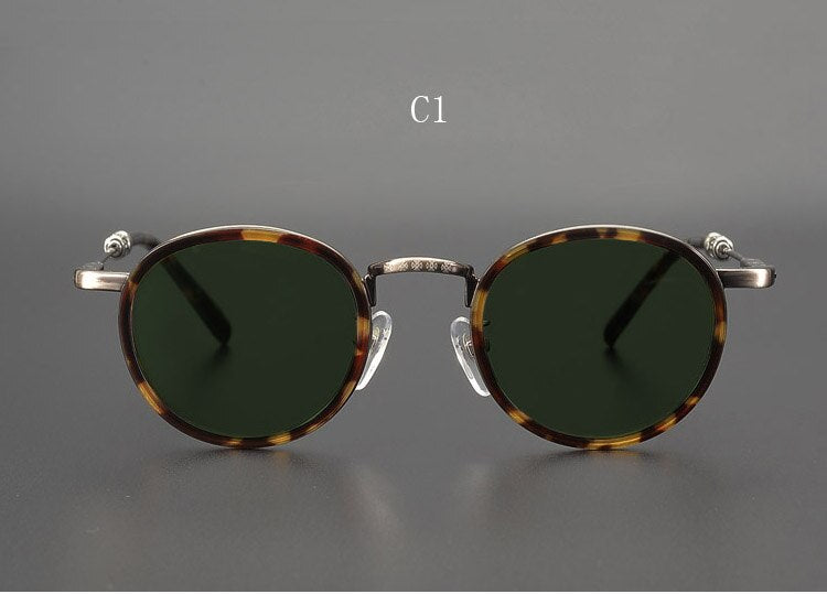 Yujo Men's Full Rim Round Acetate Alloy UV400 Dark Polarized Sunglasses Sunglasses Yujo C1 China