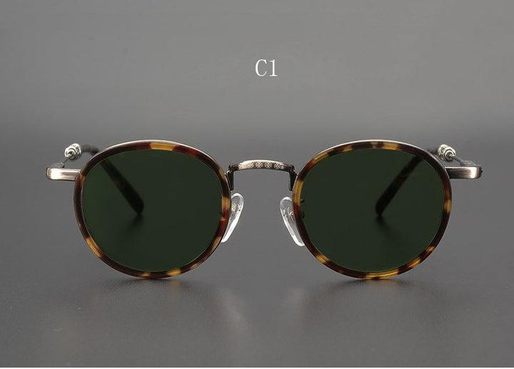 Yujo Men's Full Rim Round Acetate Alloy UV400 Dark Polarized Sunglasses Sunglasses Yujo C1 China