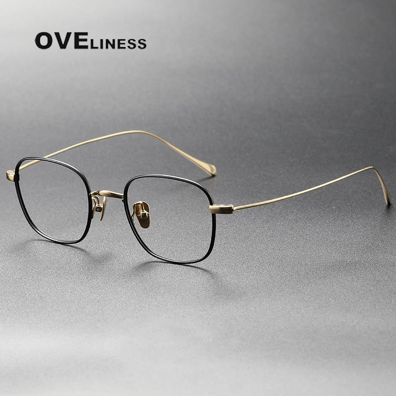 Oveliness Unisex Full Rim Square Titanium Eyeglasses Gws199 Full Rim Oveliness black gold