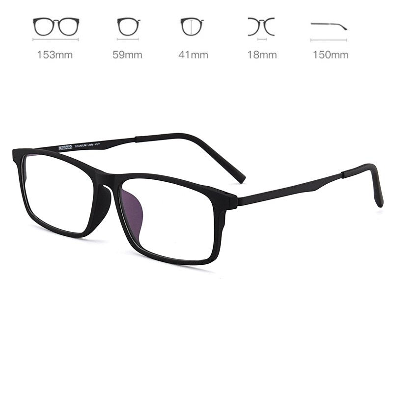 Cubojue Unisex Full Rim 155mm Oversized Tr 90 Titanium Myopic Reading Glasses Fy2009 Reading Glasses Cubojue no function lens 0 matte black