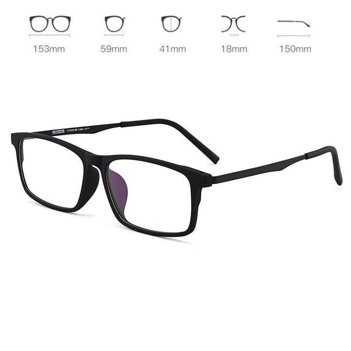 Cubojue Unisex Full Rim 155mm Oversized Tr 90 Titanium Myopic Reading Glasses Fy2009 Reading Glasses Cubojue no function lens 0 matte black