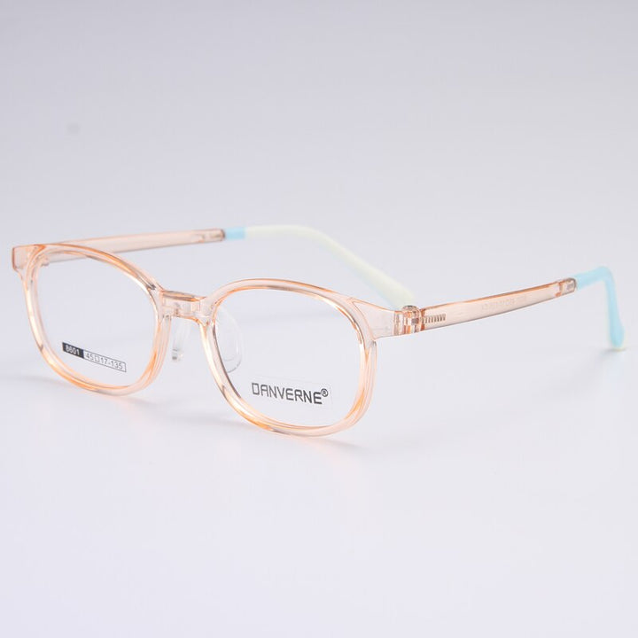 Gmei Unisex Children's Full Rim Round Rectangle Silicone TR90 Eyeglasses 8601 Full Rim Gmei Optical Brown