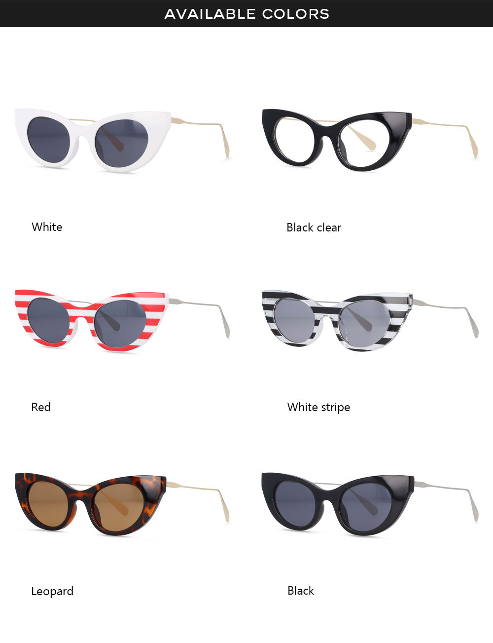 CCspace Women's Full Rim Cat Eye Resin Frame Sunglasses 54236 Sunglasses CCspace Sunglasses