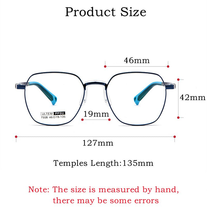 Yimaruili Unisex Children's Full Rim Polygon Square Ultem Frame Eyeglasses 7508S Full Rim Yimaruili Eyeglasses