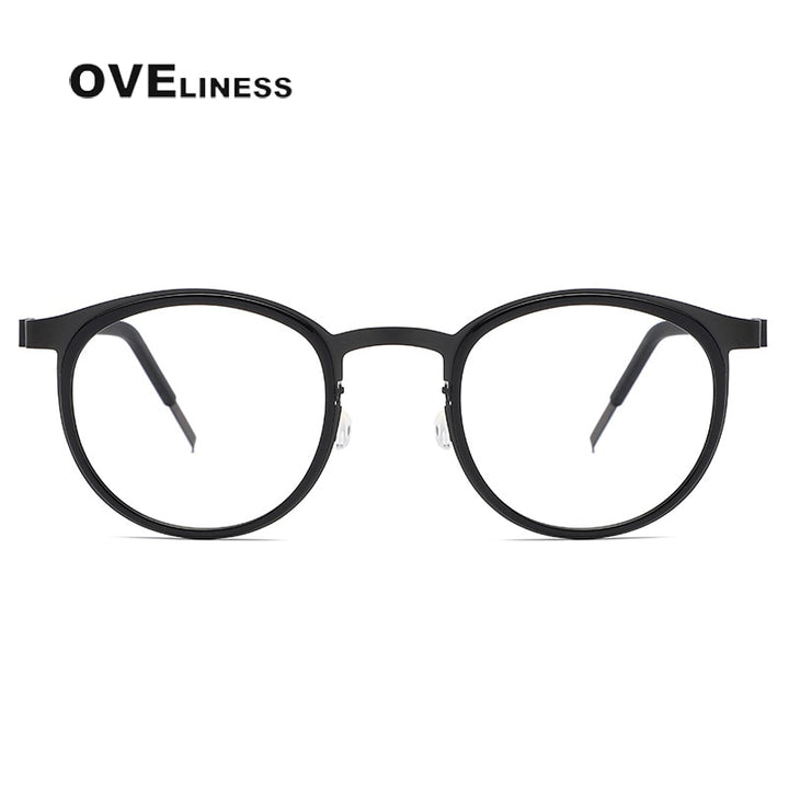 Oveliness Men's Full Rim Round Acetate Titanium Eyeglasses 9704 Full Rim Oveliness