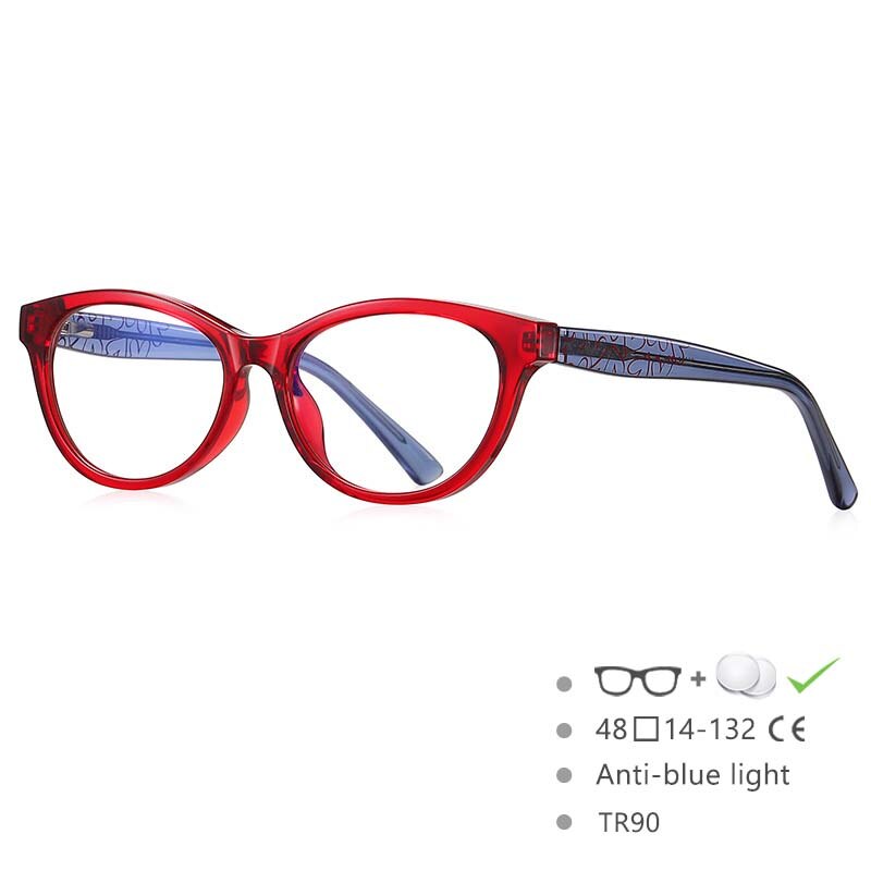 CCspace Children's Unisex Full Rim Tr 90 Cat Eye Frame Eyeglasses 54573 Full Rim CCspace Red China