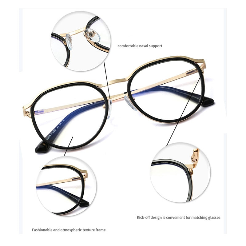 Hotony Women's Full Rim Round TR 90 Resin Alloy Frame Eyeglasses 95909 Full Rim Hotony