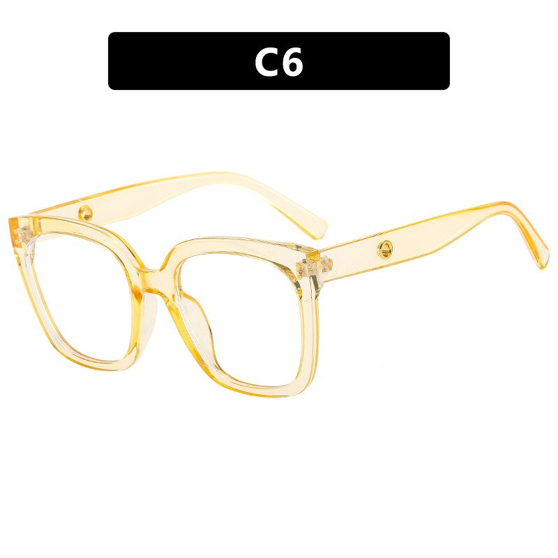 CCspace Unisex Full Rim Square Cat Eye Acetate Eyeglasses 55503 Full Rim CCspace China TransparentYellow