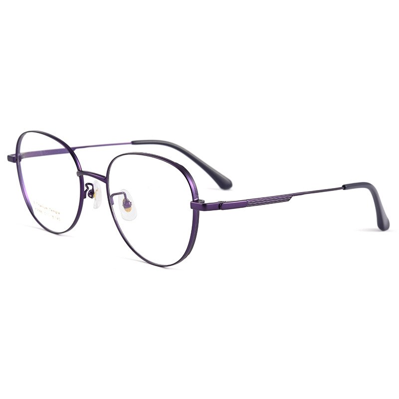 Handoer Men's Full Rim Round Square Titanium Eyeglasses K5066bsf Full Rim Handoer Purple  