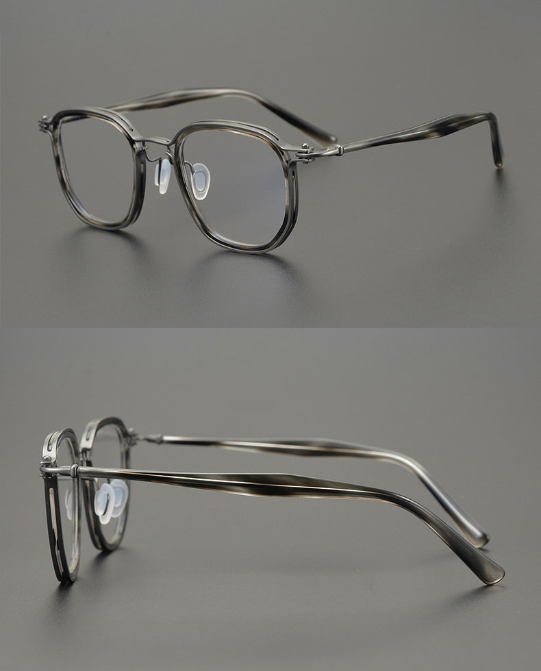 Gatenac Unisex Full Rim Square Titanium Acetate Frame Eyeglasses Gxyj815 Full Rim Gatenac