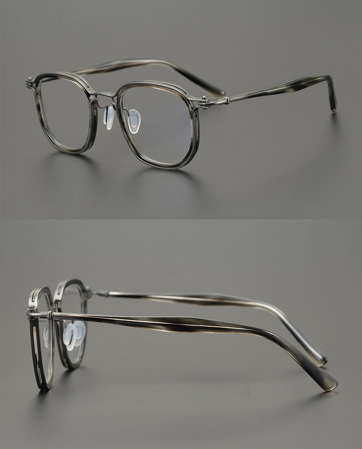 Gatenac Unisex Full Rim Square Titanium Acetate Frame Eyeglasses Gxyj815 Full Rim Gatenac