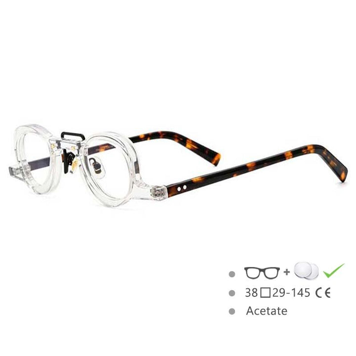 CCspace Unisex Full Rim Small Round Double Bridge Acetate Eyeglasses 54565 Full Rim CCspace Clear China