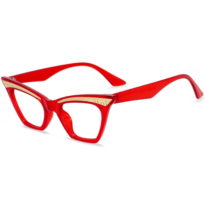 CCspace Unisex Full Rim Square Cat Eye Resin Frame Eyeglasses 54373 Full Rim CCspace China Red