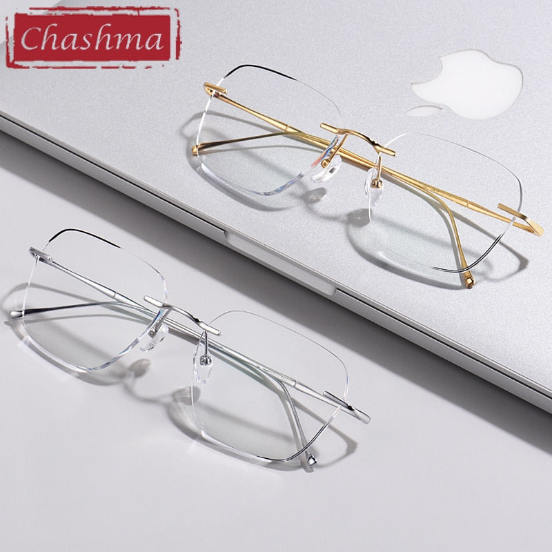 Chashma Ottica Unisex Rimless Square Oval Titanium Eyeglasses 632 Rimless Chashma Ottica