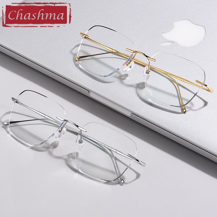 Chashma Ottica Unisex Rimless Square Oval Titanium Eyeglasses 632 Rimless Chashma Ottica